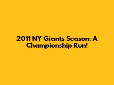 2011 NY Giants Season: A Championship Run!