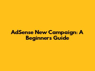 AdSense New Campaign: A Beginner's Guide