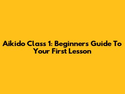 Aikido Class 1: Beginner's Guide To Your First Lesson