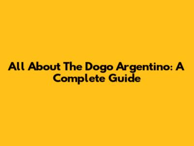 All About The Dogo Argentino: A Complete Guide