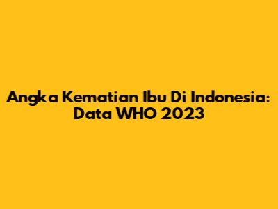 Angka Kematian Ibu Di Indonesia: Data WHO 2023