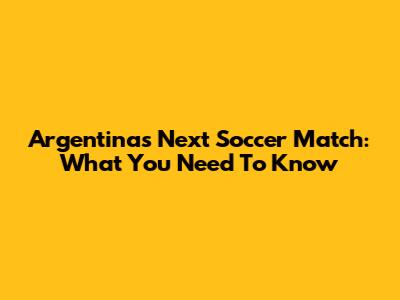 Argentina's Next Soccer Match: What You Need To Know