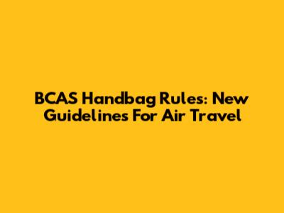 BCAS Handbag Rules: New Guidelines For Air Travel