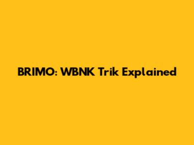 BRIMO: WBNK Trik Explained