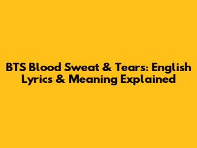 BTS Blood Sweat & Tears: English Lyrics & Meaning Explained