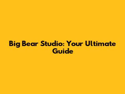 Big Bear Studio: Your Ultimate Guide