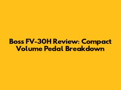 Boss FV-30H Review: Compact Volume Pedal Breakdown