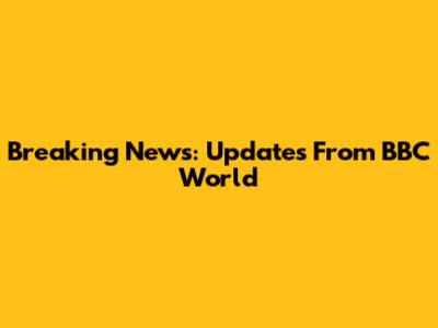 Breaking News: Updates From BBC World