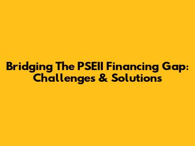 Bridging The PSEII Financing Gap: Challenges & Solutions