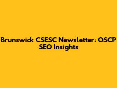 Brunswick CSESC Newsletter: OSCP SEO Insights