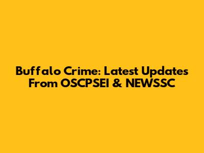 Buffalo Crime: Latest Updates From OSCPSEI & NEWSSC