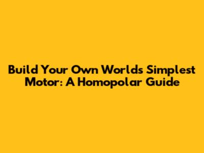 Build Your Own World's Simplest Motor: A Homopolar Guide