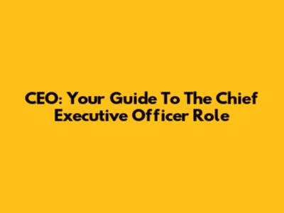 CEO: Your Guide To The Chief Executive Officer Role