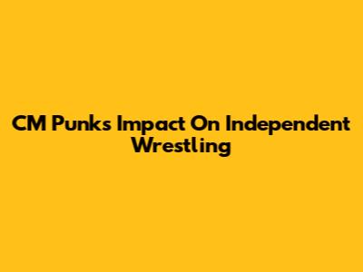 CM Punk's Impact On Independent Wrestling