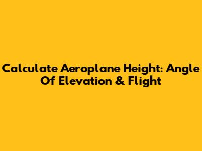 Calculate Aeroplane Height: Angle Of Elevation & Flight