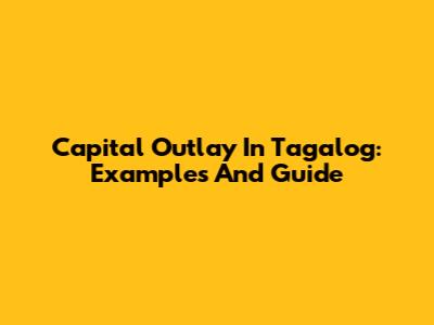 Capital Outlay In Tagalog: Examples And Guide