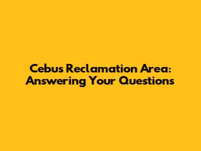 Cebu's Reclamation Area: Answering Your Questions