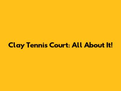 Clay Tennis Court: All About It!