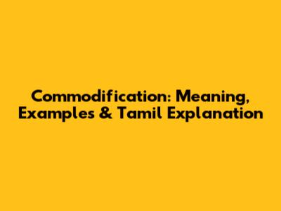 Commodification: Meaning, Examples & Tamil Explanation