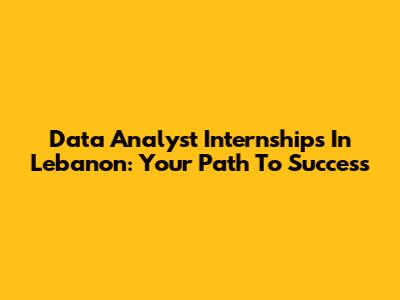 Data Analyst Internships In Lebanon: Your Path To Success