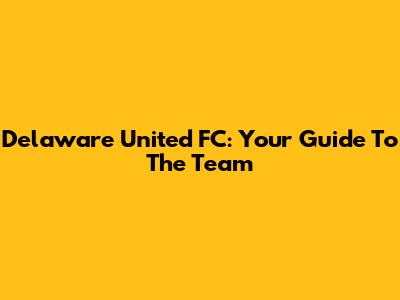 Delaware United FC: Your Guide To The Team