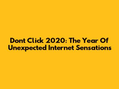 Don't Click 2020: The Year Of Unexpected Internet Sensations