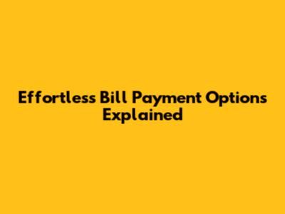Effortless Bill Payment Options Explained