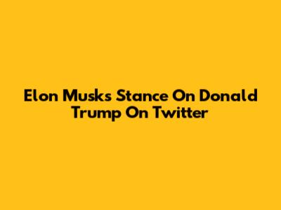 Elon Musk's Stance On Donald Trump On Twitter