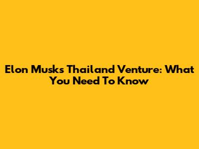 Elon Musk's Thailand Venture: What You Need To Know