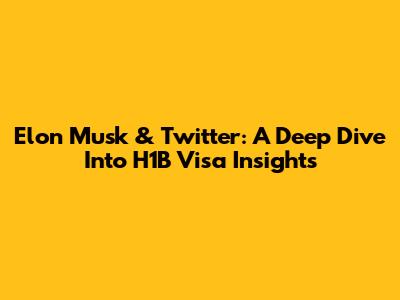 Elon Musk & Twitter: A Deep Dive Into H1B Visa Insights