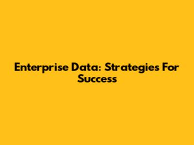 Enterprise Data: Strategies For Success