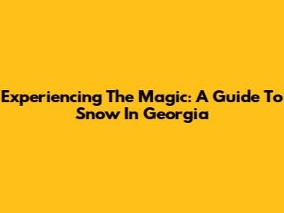 Experiencing The Magic: A Guide To Snow In Georgia