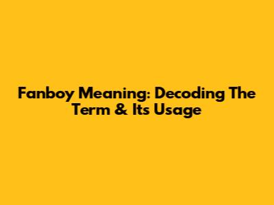 Fanboy Meaning: Decoding The Term & Its Usage