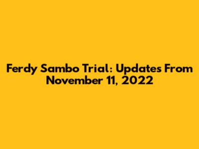 Ferdy Sambo Trial: Updates From November 11, 2022