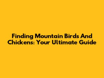 Finding Mountain Birds And Chickens: Your Ultimate Guide