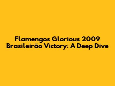 Flamengo's Glorious 2009 Brasileirão Victory: A Deep Dive