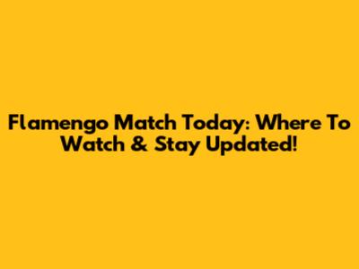 Flamengo Match Today: Where To Watch & Stay Updated!
