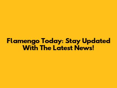 Flamengo Today: Stay Updated With The Latest News!