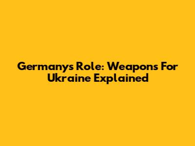 Germany's Role: Weapons For Ukraine Explained