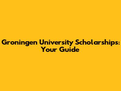 Groningen University Scholarships: Your Guide
