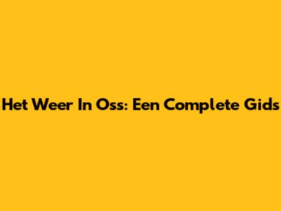 Het Weer In Oss: Een Complete Gids