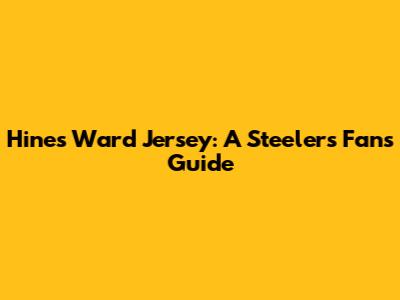 Hines Ward Jersey: A Steelers Fan's Guide