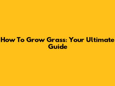 How To Grow Grass: Your Ultimate Guide