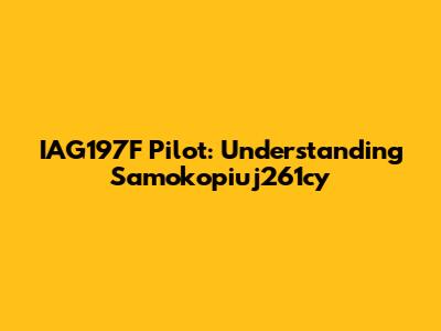 IAG197F Pilot: Understanding Samokopiuj261cy