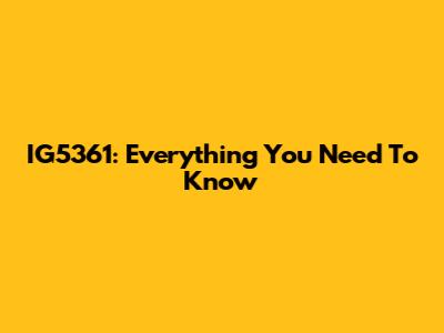 IG5361: Everything You Need To Know