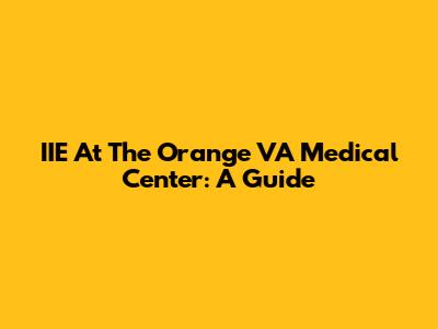 IIE At The Orange VA Medical Center: A Guide