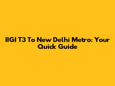 IIGI T3 To New Delhi Metro: Your Quick Guide