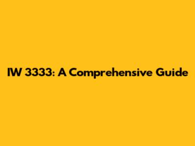 IW 3333: A Comprehensive Guide