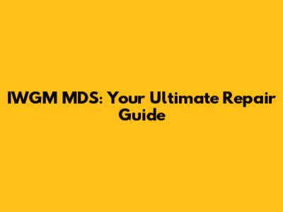 IWGM MDS: Your Ultimate Repair Guide