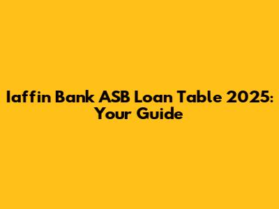 Iaffin Bank ASB Loan Table 2025: Your Guide